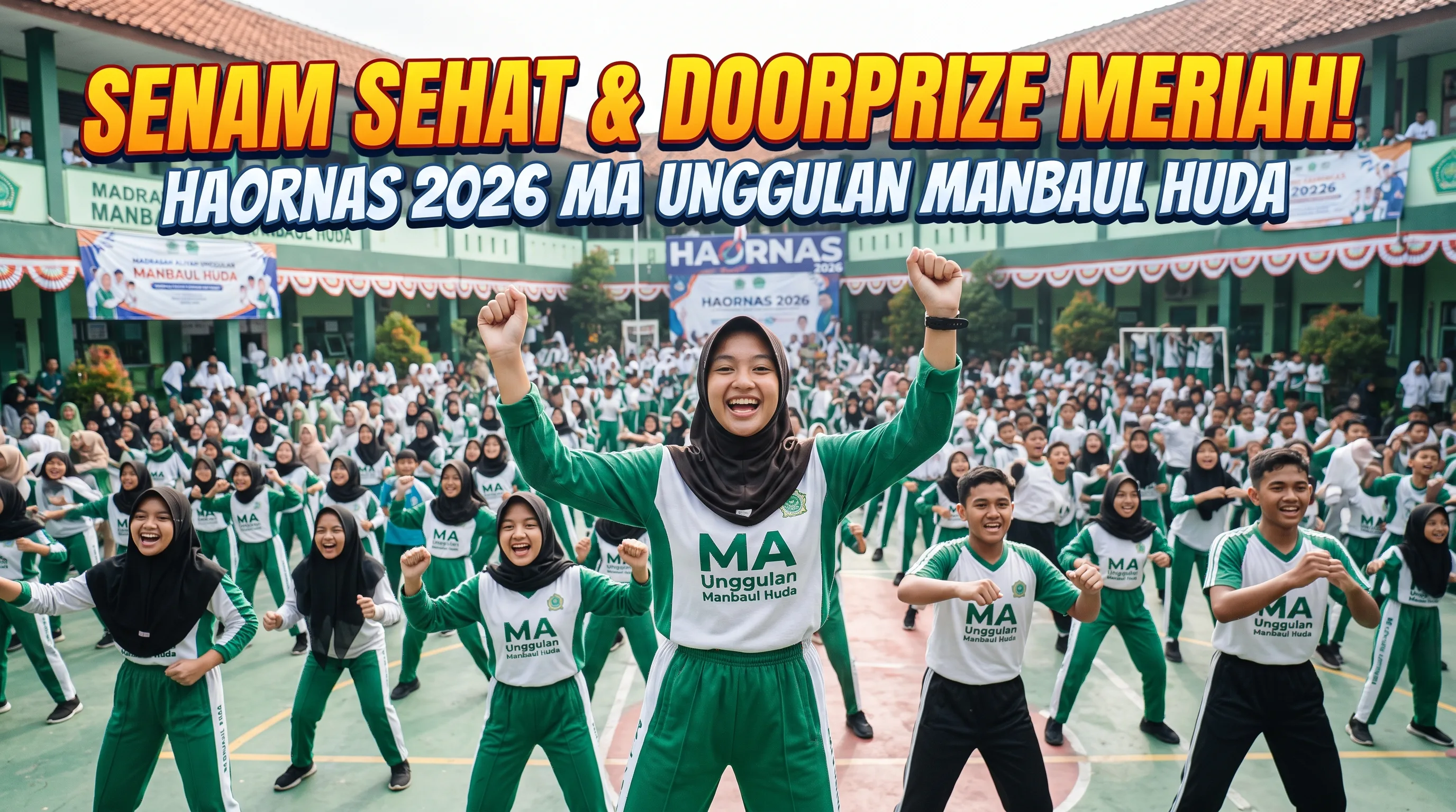 Semarak Hari Olahraga Nasional 2026: MA Unggulan Manbaul Huda Gelar Senam Sehat dan Penuh Dorprize